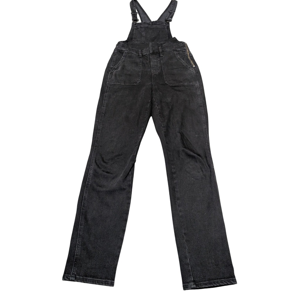 Madewell Overalls Women S Black Denim Straight Leg Side Zip Utility Workwear Bib